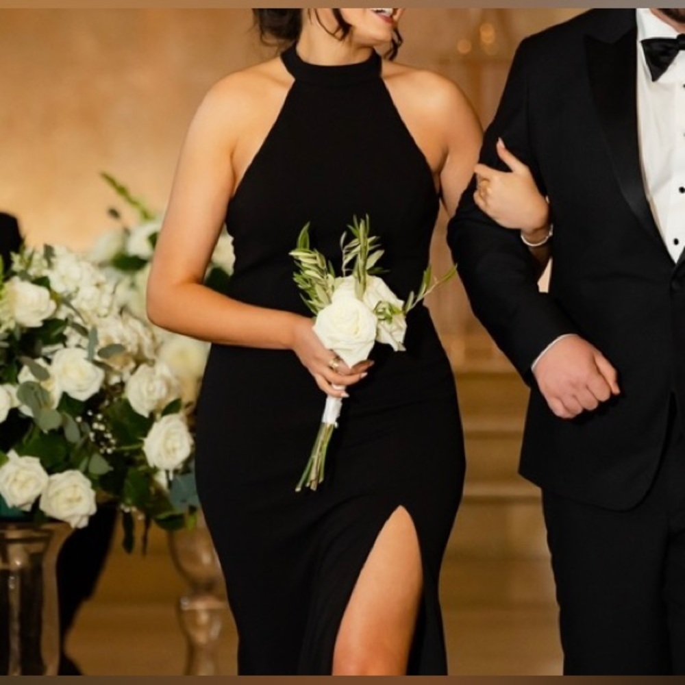 BHLDN Serephina Crepe Maxi Dress Bridesmaid Black Size 8